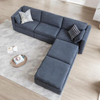 CHITA Oversized Modular Cloud Sectional Sofa Set, FSC Certified U Shaped Couch with Reversible Chaise Modular Sectional Couch, 112 inch Width,5 Seat Modular Sofa Includes 2 Storage Ottomans, Blue