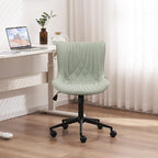 YOUNIKE Office Chair, Armless Desk Chair with Wheels, Home Office Computer Task Chairs, Modern Faux Leather Padded Vanity Chair, Adjustable Swivel Rolling Office Chair with Back, Mint Seafoam Green