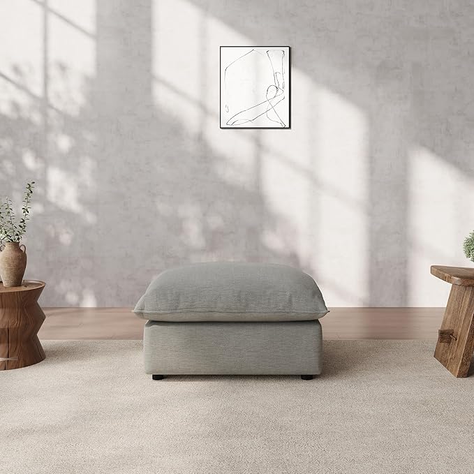Ottoman,Down Fill Comfort Footrest,Down Filled Spill & Stain-Resistant Cloud Couch,L Shape U Shape Cloud Modular Sectional Sofa for Living Room,Apartment,Office,Light Grey
