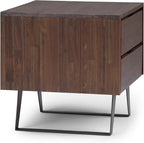 SIMPLIHOME Lowry SOLID ACACIA WOOD and Metal 22 inch Wide Square Modern Industrial Side Table in Distressed Charcoal Brown for the Living Room and Bedroom