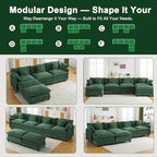 146" U Shaped Sectional Cloud Couch with 2 Ottomans｜Large Chenille Modular Sofa for Living Room｜FSC Solid Wood Frame｜29.1" Deep Seat｜Easy Assembly & 1YR Guarantee Green