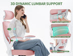 Office Chair Ergonomic Desk Chair, 4000 LBS Home Mesh Office Desk Chairs with Wheels, Computer Chair, Comfortable Gaming Chair with 3D Headrest, High Back Office Chair for Long Hours (Pink)