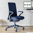 Branch Verve Chair - High Performance Executive Office Chair with Contoured Seat Back and Adjustable Lumbar Rest - High Density Foam Cushion with Aluminum Base - Up to 275 lbs - Cobalt