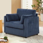 Living Room Sofa Set, Corduroy 3-Seat Couch with Set of 2 Accent Side Chairs, Soft Pillows and Side Pockets, Modern Living Room Furniture Sets for Apartment, Small Spaces, Navy Blue