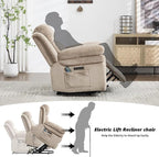 CANMOV Recliner Sofa Set, Oversize Power Lift Recliner Chair and Manual Loveseat with Overstuffed Armrest for Living Room,Bedroom Furniture,Office,1+2 Seat Light Brown