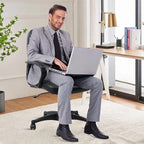 CLATINA Office Chair - Mid Back Leather Computer Desk Chair with Wheels, Ergonomic Executive Swivel Chair with Lumbar Support, Armrest for Home Office Black, 8 Pack