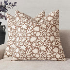 Foindtower Set of 2 Decorative Neutral Floral Throw Pillow Covers Accent Farmhouse Cushion Covers Boho Pillowcase for Couch Sofa Bedroom Living Room Home Decor,22×22 Inch,Light Orange Brown