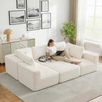 Cloud Modular Sectional Sleeper Sofa,U-Shape Modern Boneless Sectional Couch with Deep Seat,Upholstered Couches for Living Room Bedroom,No Assembly Required,Beige