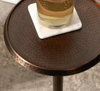 Kate and Laurel Sanzo Modern Pedestal Drink Table, 9 x 9 x 23, Bronze, Decorative End Table with Hammered Tabletop