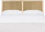 SAFAVIEH Home Collection Halvor Rattan Queen Size Headboard White Wash Frame & Natural Brown
