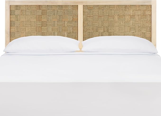 SAFAVIEH Home Collection Halvor Rattan Queen Size Headboard White Wash Frame & Natural Brown