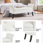 Yaheetech Ottoman with Storage, 52" Storage Ottoman Bench with Safety Hinge, Upholstered Bench with Seating for Bedroom, Living Room, Holds up to 661 lb, White
