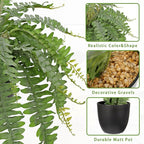 Hollyone Artificial Fern Plants in Pot 18.8" Small Artificial Boston Fern 24 Leaves for Outdoors & Indoor Faux Potted Plant Fake Ferns Bush Plant Patio Garden Farmhouse Porch Home Decor Dusty Green