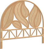 Kouboo Palm Springs Rattan Headboard for California King Size Beds Natural Boho Farmhouse Style with Intricate Palm Leaf Pattern and Arch Perfect for Coastal Beach Bedroom 72 in Wide from