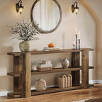 Tribesigns 70.87" Extra Long Console Table for Entryway, Narrow Wooden 3-Tier Sofa Table Behind Couch, Farmhouse Entryway Accent Table for Living Room, Hallway Foyer, Brown