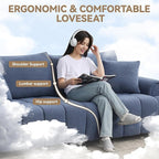 88 "Modern Boucle Sofa Couch, Oversized Comfy 3 Seater Sherpa Curved Sofas Deep Seat, Upholstered Loveseat Teddy Round Arm Couches for Living Room, Bedroom, Blue