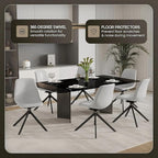 LeisureMod Markley Swivel Leather Dining Side Chair with Durable Iron Legs – Comfortable Accent Chair for Kitchen, Dining Room, or Office Set of 4