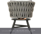Grand patio 7-Piece Outdoor Dining Set for 6, Patio Dining Furniture Set for 6 Swivel Rope Wicker Chairs & 1 Bent Legs Rectangular Dining Faux Woodgrain Table with Umbrella Hole, Light Gray Brown