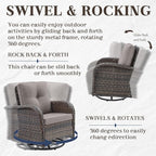 HUMMUH 7 Piece Patio Furniture Set with Fire Pit Table,Wicker Patio Swivel Rocker Outdoor Chairs 3-Seat Sofa for Porch,Poolside,Deck