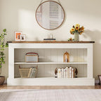 Tribesigns 63-Inch Long Console Table for Entryway, Narrow Long Entry Table with Shelves for Living Room, Farmhouse Sofa Console Behind Couch, for Foyer, Hallway, White and Brown