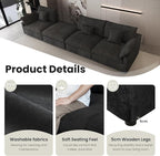 Modular Cloud Sofa, 192" Cloud Sectional Couches with Deep Seat,Down Filled Linen U-Shape 8-Seater Couch with Ottoman for Living Room, Washable Cover, Wide Armrest in Black