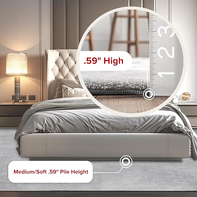 nuLOOM 2' x 8' Cozy Plush Area Rug, Machine Washable, Non-Slip, Soft Fluffy Shag Carpet for Living Room Bedroom Kids Room Nursery Home Decor, Loni Light Grey