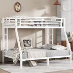 Bellemave Twin Over Full Bunk Bed for Teens, Twin Over Full Bunk Bed Frame with 2 Side Ladder and Full Length Guardrail, Easy Assemble Bunkbeds, Noise Reduced, Mattress Not Included, White