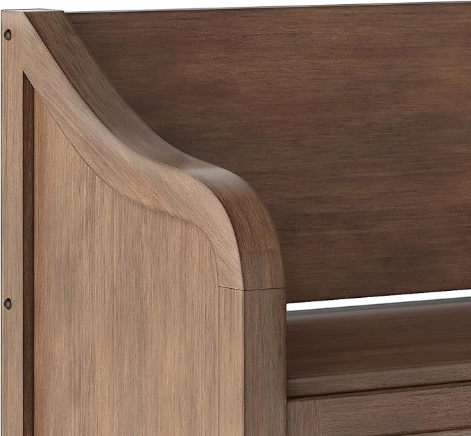 SIMPLIHOME Connaught Entryway Storage Bench - 42 inch Wide Solid Wood Storage Seat in Rustic Natural Aged Brown, Traditional Bench for Entryway or Mudroom with Lift-Up Lid and Elegant Moulding Detail
