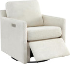 CHITA Swivel Accent Chair with Electric Footrests, FSC Certified Upholstered Living Room Sofa Chair with Power Motor, USB and Type-C Ports, Cream