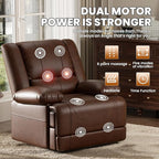 Large Dual Motor Power Lift Recliner Chair with Massage and Heat for Elderly People, Infinite Position,USB Ports and Remote Control,Breathable Leather (Brown)