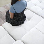 WJShome Modular Sectional Sofa,140inch Cloud Couch Deep Seat Sectional Couches for Living Room,Modern Linen Upholstered Loveseat Couch with Pillow for Home,White
