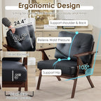 STHOUYN Black Leather Office Accent Chair Set of 2, Office Lounge Chair with Wooden Arms, Mid Century Modern Chair, Side Arm Chairs for Living Room, Comfy Guest Waiting Room Chairs (2, Black)