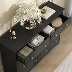 Black Dresser for Bedroom, 8 Drawer Dresser with Large Drawers, 55 Inch Wide Wood Chest for Living Room, Hallway