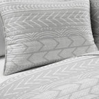 Lush Decor Hygge Geo Pattern Striped 3 Piece Quilt Bedding Set, King, Light Gray