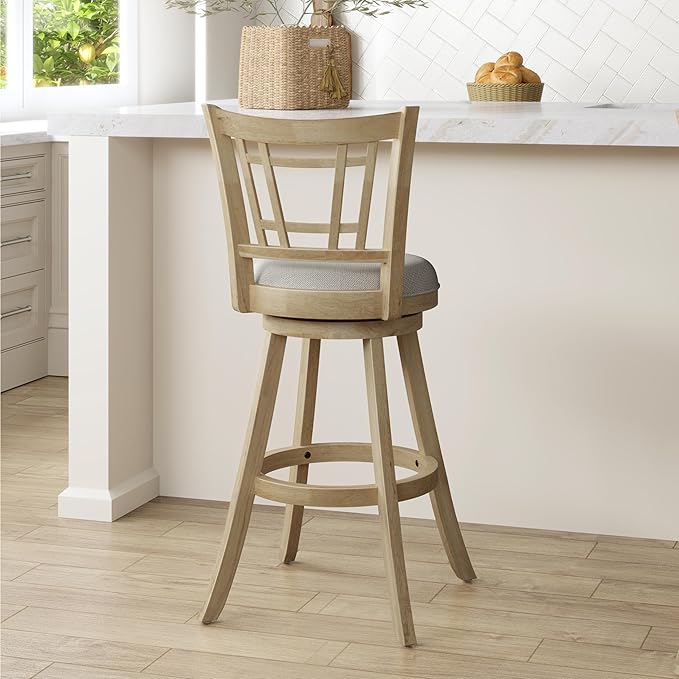 Hillsdale Fairfox Swivel Stool with Rectangular Lattice Back, Natural
