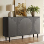 LITTLE TREE 59-Inch Buffet Cabinet Sideboard with Storage, Modern Sideboard Buffet Table with Doors for Living Room, Dining Room (Black)