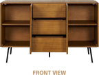 NTC MOSSIC Sideboard with 2 Doors and 3 Drawers, Buffet Cabinet with Natural Rattan and Metal Legs, Modern Storage Cabinet for Living Room, and Hallway, Effortless Assembly - Rustic Oak