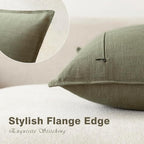 Foindtower Pack of 2, Decorative Linen Soild Throw Pillow Covers Soft Accent Cushion Case Farmhouse Neutral Pillowcase for Chair Couch Sofa Bedroom Living Room Home Decor 24x24 Inch Olive Branch Green