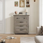 GarveeHome 4 Dresser for Bedroom, 34.8 in Tall Vertical Drawer Dresser with Large Storage, Freestanding Wooden Closet Chest for Bedroom, Living Room, Grey