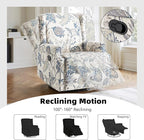 Premium 360° Swivel Recliner Chair with Footrest - Luxurious Cotton Linen & Botanical Design-Bule Plant