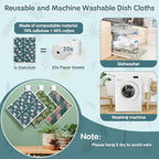 Lucomb 10 Pack Swedish Dishcloths Reusable- Cellulose Cotton Swedish Dish Towels Washable Kitchen Cloths with Hanging Clips, Reusable Paper Towels No Odor for Cleaning Dishes Home Decorative