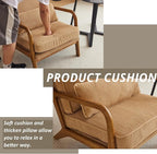 Karl home Mid-Century Modern Accent Chair, Living Room Chairs with Pillow Upholstered Lounge Armchair with Solid Wood Frame & Soft Cushion for Bedroom, Reading Room, Corduroy Khaki (Low Back)