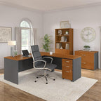 Bush Business Furniture Series C 72W L Shaped Desk with 48W Return and Mobile File Cabinet in Natural Cherry