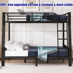 Stronger & Higher Quality Heavy Duty Bunk Bed Full XL Over Queen Size Bunkbed, Thickened Safer More Stable Steel Metal Queen Bunk Bed (Faster Assembly) (Full XL Over Queen)