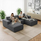 Modular Sectional Cloud Couch for Living Room,Modern Boneless Couche Set with Plush Corduroy,Comfy Floor Sofa with Memory Foam,Stupendous U Shaped Sofa,No Assembly Required,Grey