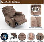Dual Motor Large Power Lift Chairs Recliners for Adults Elderly Big Man Lay Flat Velvet Recliner with Massage Heat, Infinite Position, 2 Cup Holders, 2 Side Pockets, Up to 400LBS