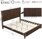 King Size Solid Wood Platform Bed Frame, Solid Wood Bed with 79.13" Headboard, Solid Wood Leg/No Box Spring Needed/Noise Free/Brown