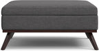 SIMPLIHOME Owen 40 inch Wide Mid Century Modern Square XL Coffee Table Storage Ottoman in Slate Grey Polyester Fabric, Assembled, for The Living Room, Entryway and Family Room