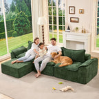 Hobestluk 120" Cloud Modular Sectional Couch 3-Seater Sofa with Ottoman L Shaped Sofa with Removable Cover Large Sofa Couch for Living Room (Green, 3-Seater Sofa with One Ottoman)