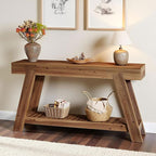 Tribesigns 62.9-Inch Solid Wood Console Table for Entryway, Long Narrow Sofa Couch Table with Storage for Living Room Hallway